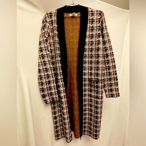 New - NWT Christian Siriano New York Size Large Plaid Open Front Cardigan Coat